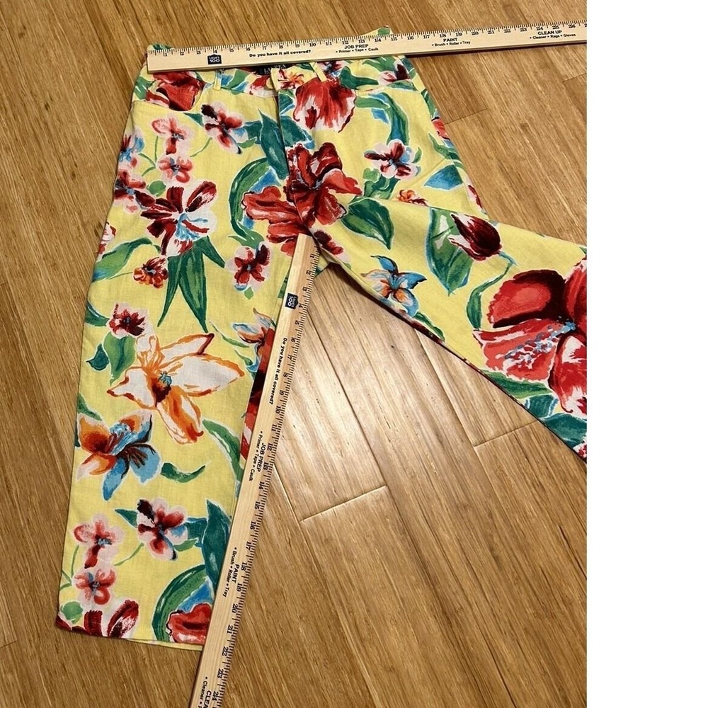 Lauren Ralph Lauren 12P vintage linen resort floral high waisted cropped pants - Picture 3 of 12